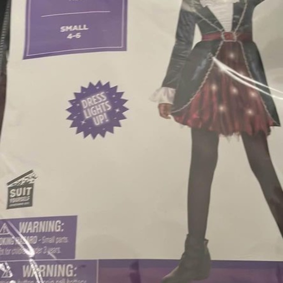 BRAND NEW girl pirate dress lights up halloween costume size S 4-6 - Picture 3 of 5